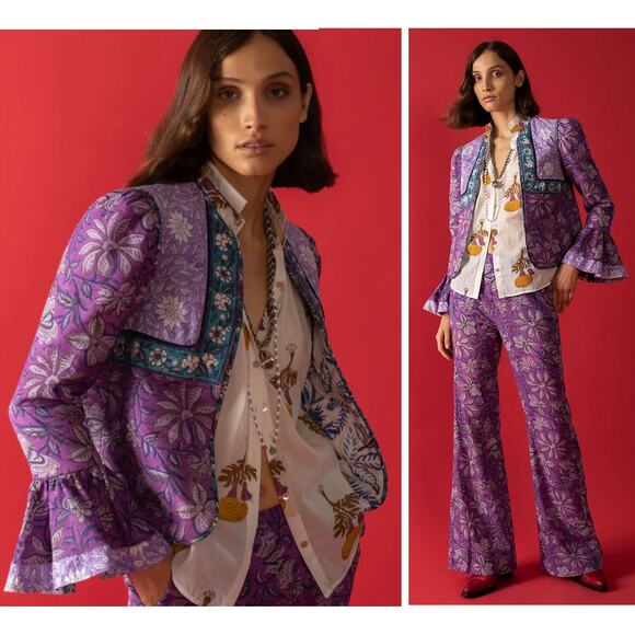 NWT Alix of Bohemia Carnaby Floral Patchwork Jacket, Purple Amethyst, Sz S - Picture 2 of 15